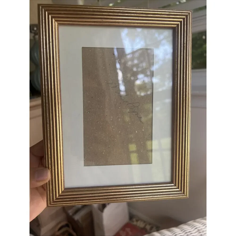 Vintage 1998 ECVC Gold Reeded Wood Picture Frame 5x7 Matted Mcm Office Decor NY